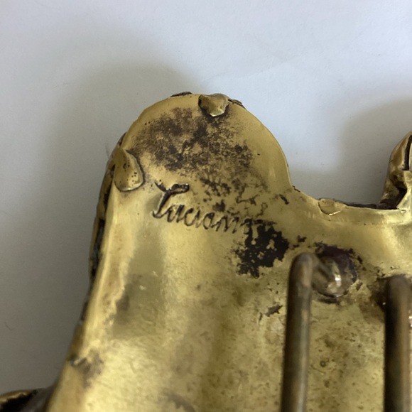 Vintage Belt Buckle Modernist Brutalist Mixed Metals Artist Signed Brass - Picture 12 of 13